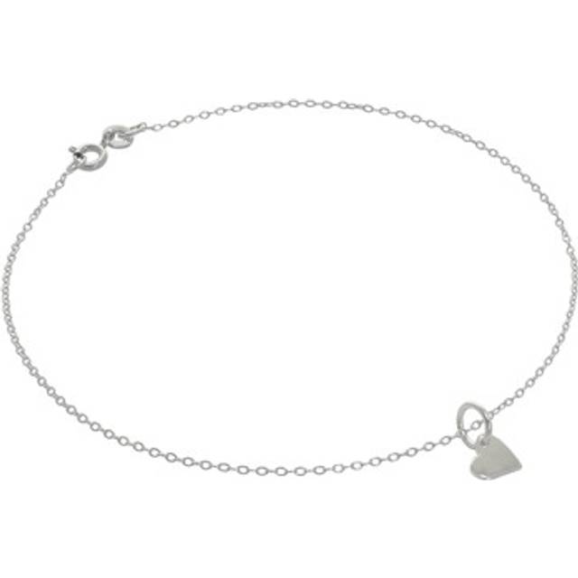 Fine Sterling Silver Belcher Anklet With Small Flat Heart Charm - 10 Inches