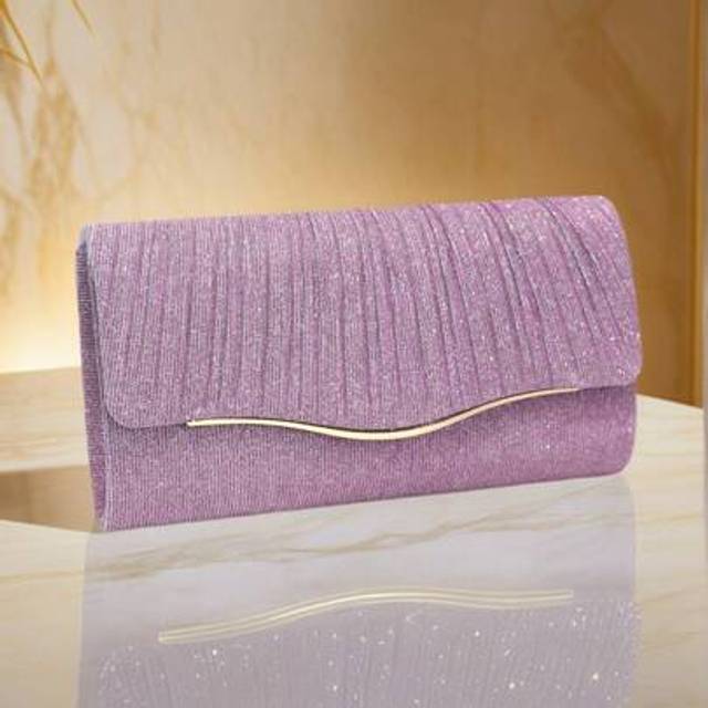 SHEIN Purple Color Women Evening Bags Cover Envelope Design Pary Wedding Girl Handbags With Chain Shoulder Clutch Velvet Fashion Purse