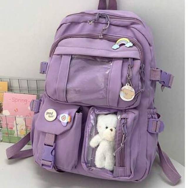 SHEIN Large Capacity Student Backpack, Cute & Fashionable Ins Style, Suitable For 14-16 Years Old, Versatile Big Kids Schoolbag