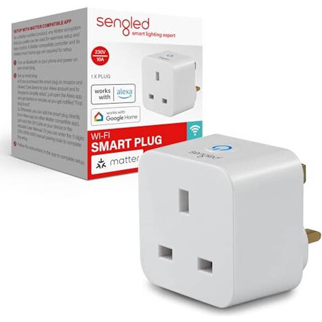 Smart Plug, Matter-Enabled, Works with Alexa, Instant Pairing, Supports Up to 2300W, Matter-Compatible Platform Required, 2.4 GHz, Wi-Fi, 1-Pack
