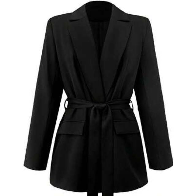 SHEIN Women&#39;s Elegant Casual Fitted Tie-Waist Blazer Jacket, Spring & Summer, Elegant Style For Office Work Lady, Fashion For Informal Commuting