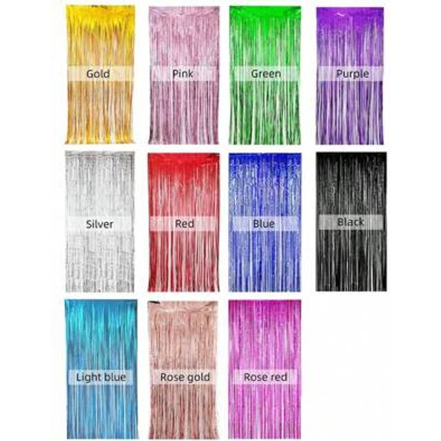 SHEIN 2pcs/Set Holographic Rain Beads Curtain, Birthday Party Decor, Wedding Ceremony Backdrop Props