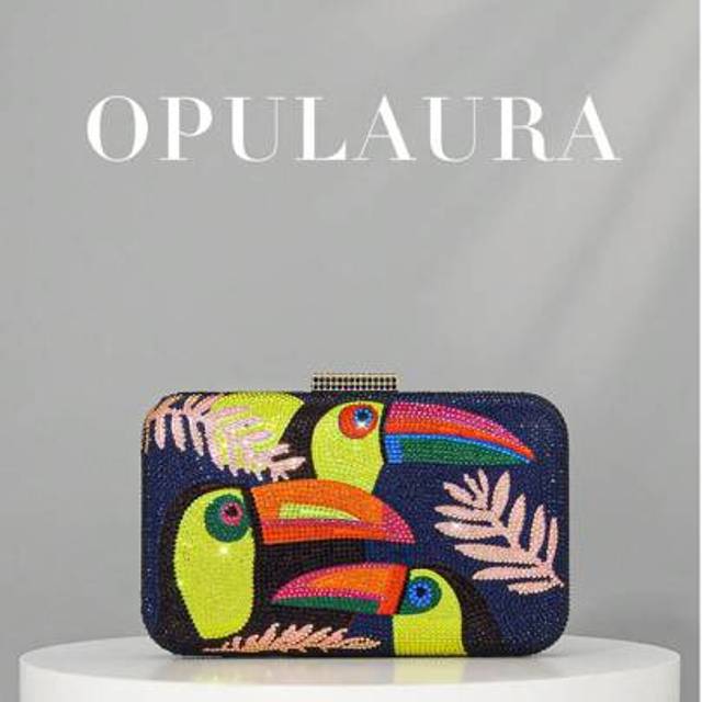SHEIN OpulAura New Fashionable Rhinestone Toucan Pattern Party Clutch European Design Bright Summer Color Fashionable Handbag Perfect For Party Girls Ladies