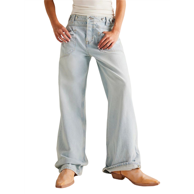 (S, Sky Blue) Womens Jeans High Waisted Straight Leg Baggy Boyfriend for Women Trendy 2025 Cargo Pants Khaki S