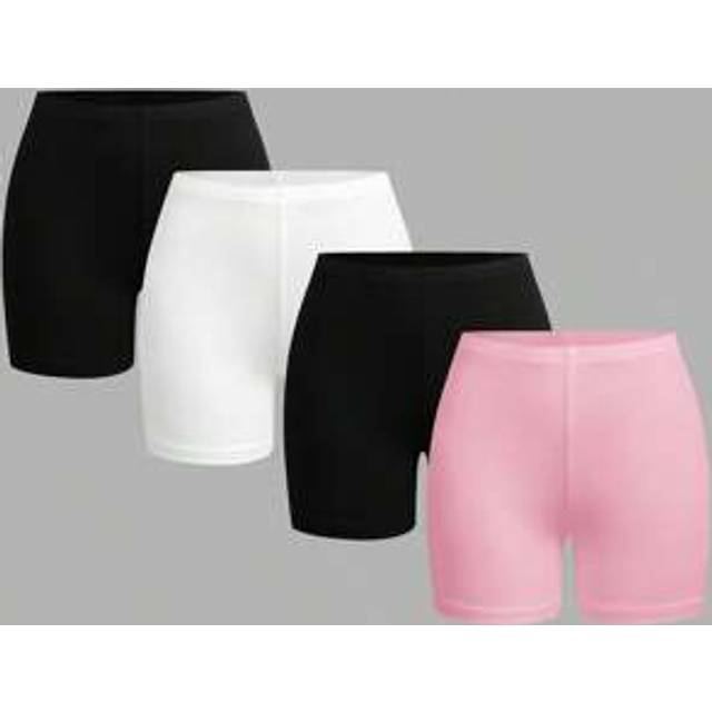 SHEIN 4pcs/Set Women&#39;s Black, White, Pink Tight-Fitting Casual Short Leggings Set, Suitable For Summer Suitable For Going Out Women&#39;s Sportswear