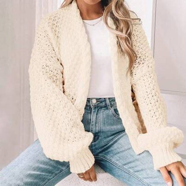 SHEIN Women&#39;s Oversized Cute Crochet Cardigan Casual Lightweight Hollow Out V Neck Open Front Sweater