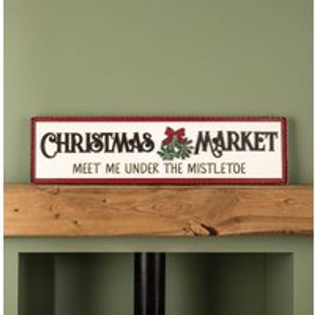 82cm White Wooden Christmas Market Hanging Sign - Multi - One Size