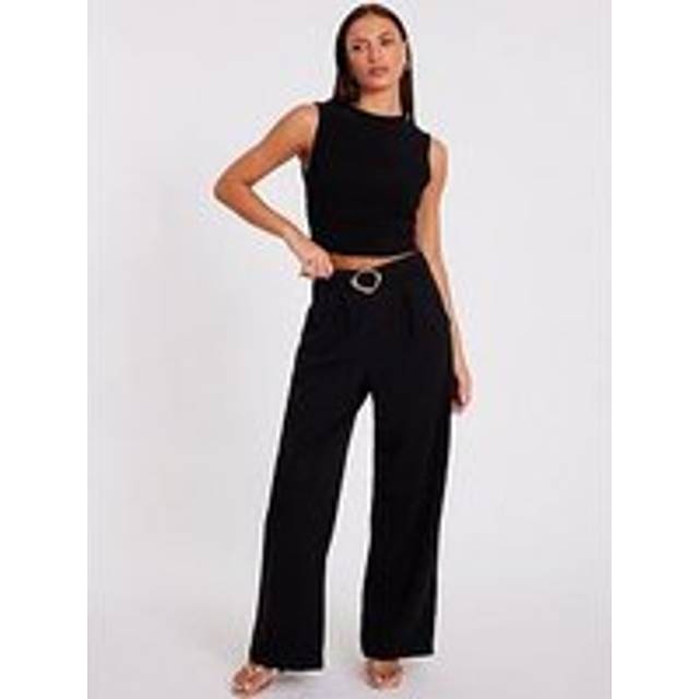 Black Buckle Palazzo Trousers - 10