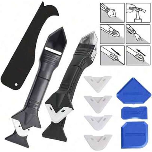 SHEIN 9 In 1 Silicone Scraper Glue Caulk Remover Caulking Finisher Smooth Grout Beauty Sewing Kit Floor Mould Removal Hand Tools Set