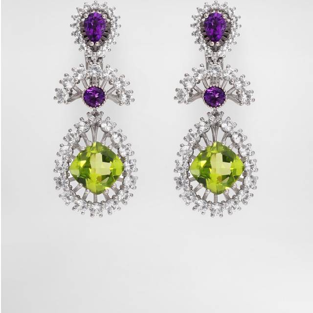 Dolce & Gabbana Eleganza Earrings 18-carat White Gold, Amethysts, Peridots, And Sapphires - Woman Earrings White Onesize