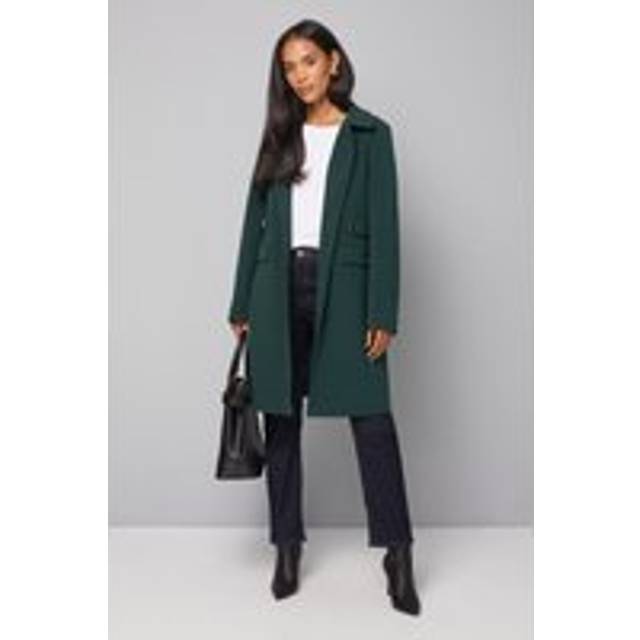 Womens Double Crepe Pea Coat - Green - 14