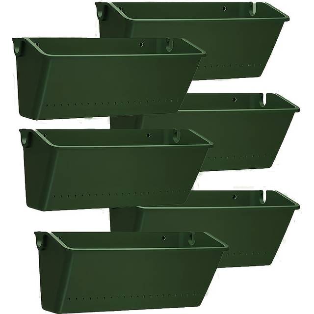 TEMU 6- Hanging Planters, Plastic Rectangular Garden Plant Containers, Home Decor Mounted Planting Boxes