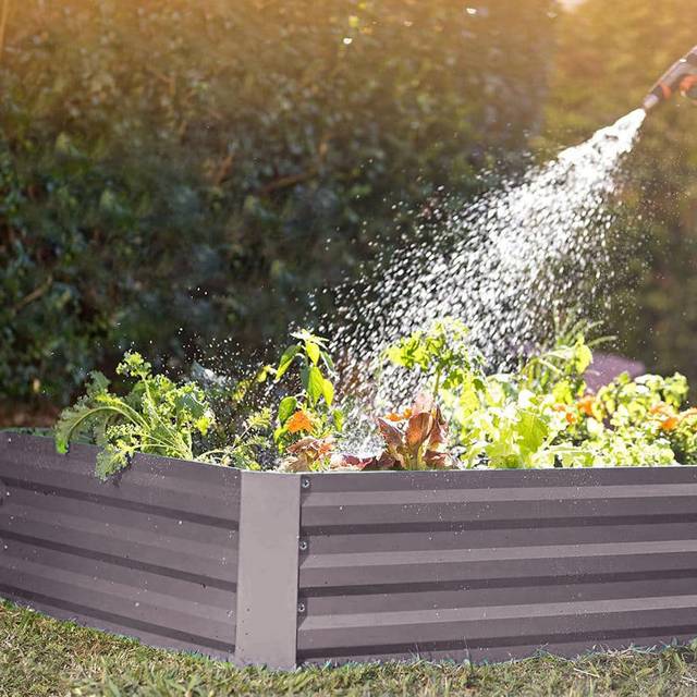 TEMU Metal Raised Beds For Gardens, Galvanised Planters With Multi-reinforced Rods, Rectangle Steel Elevated Planter Box For , Patios Or Garden, L 100xw 60xh 30cm, Brown