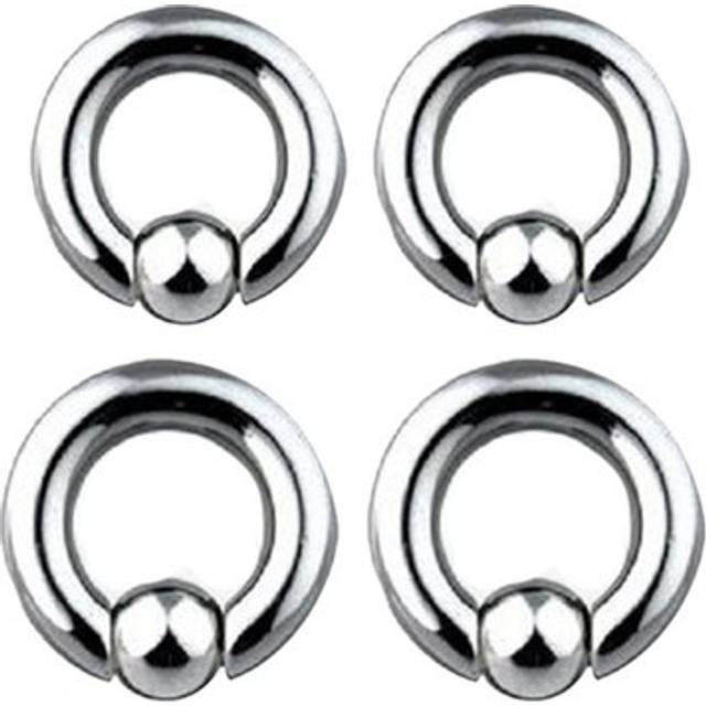 2 Pair Stainless Steel Captive Bead Ear Rings Hoop Studs Piercing4182