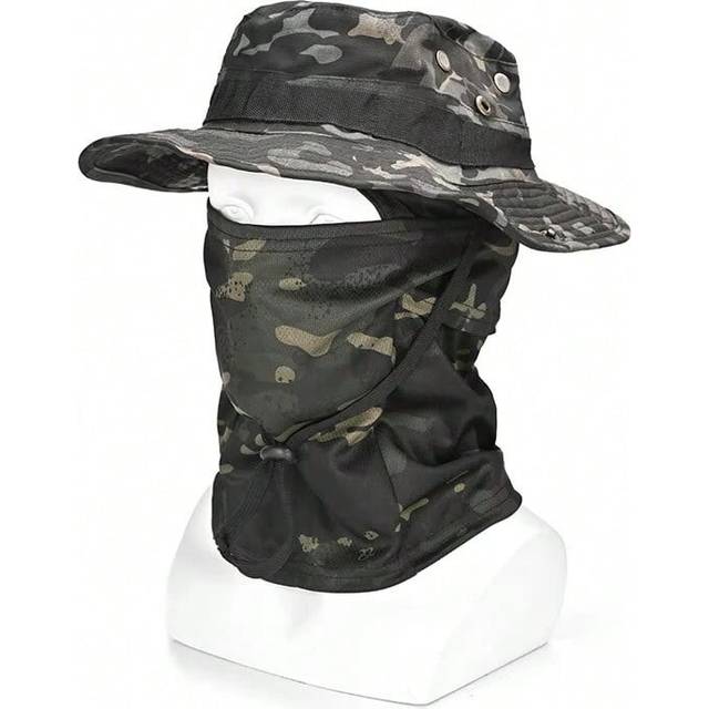 (2, M) Outdoor Hunting Fishing Wide Brimmed Hat Sunscreen Caps Camouflage Boonie Cap Balaclava Hat Suit Foldable Soft Hat