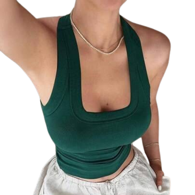 GAOVOT Women&#39;s Summer Y2K Sexy Pure Desire Basic Casual Sports Home Square Neck Vest Top