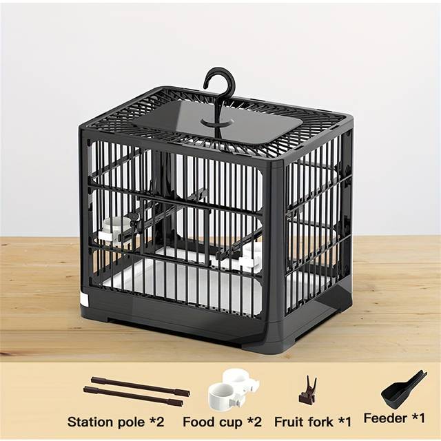 TEMU Small Parakeet Bird Cage, Plastic, Pet Bird Cage For Parakeets, Budgerigars, Lovebirds, , With Hook For Easy Handling, Home Bird Aviary