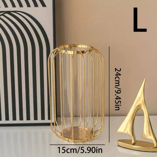 TEMU Glass Vase Dining Table Vase Decoration Room Dry Flower Arrangement Ornaments