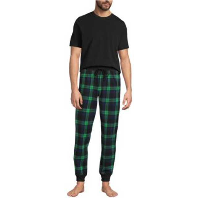 Jersey Pyjama Set, Men, size: 38-40, regular, Green, Cotton-blend, by Lands' End (38-40)