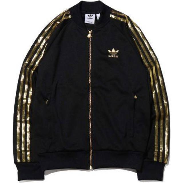 adidas originals SST 24 Track Jacket Gold Stripe Retro Sports Black GK0658 - XS