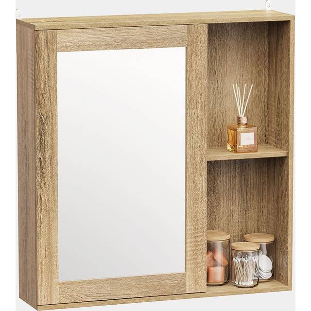 Chester Wall Mounted Bathroom Mirror Cabinet - Natural (58cm H X 56cm W X 13cm D)