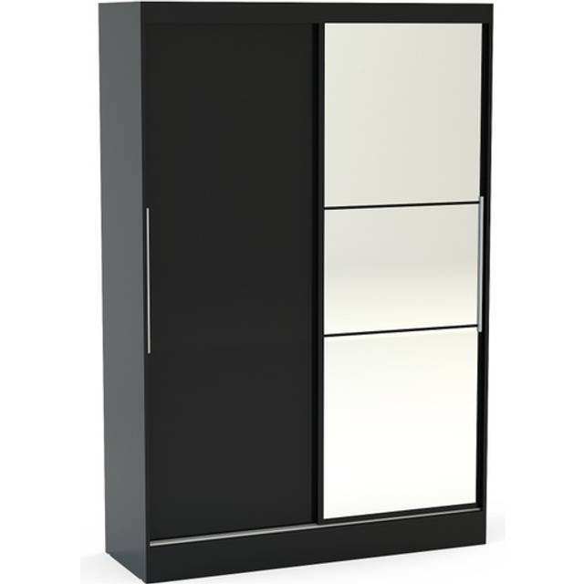 Birlea Lynx 2 Door Sliding Wardrobe With Mirror Black, Black