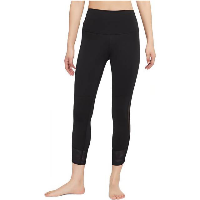 Nike Yoga Mesh Panel Solid Color Cropped Leggings Women Leggings Black DD5561-010 S