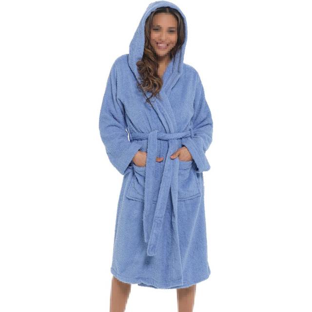 (08-Oct, Lilac) Womens Luxurious 100% Cotton Towel Bathrobe Hooded