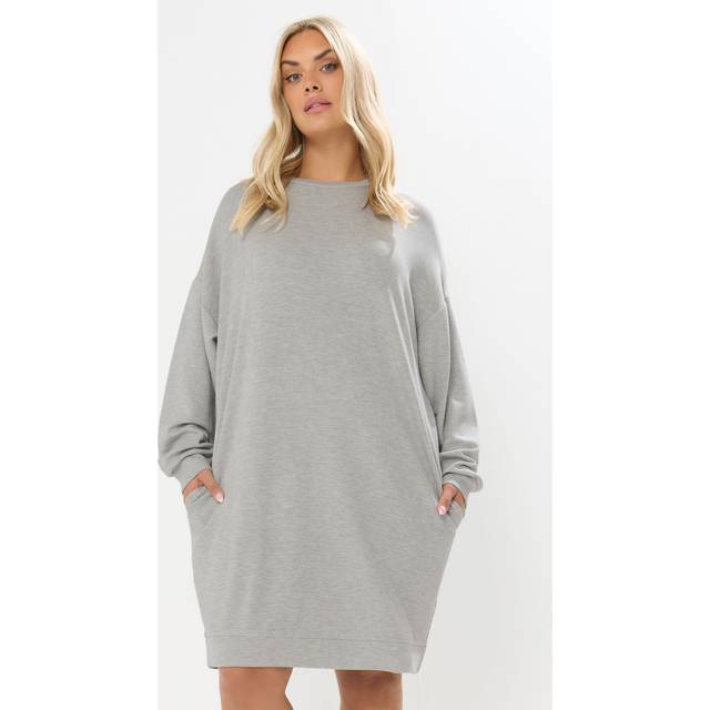 Yours Curve Grey Pocket Sweatshirt Dress, Women's Curve & Plus Size, Yours - 26-28