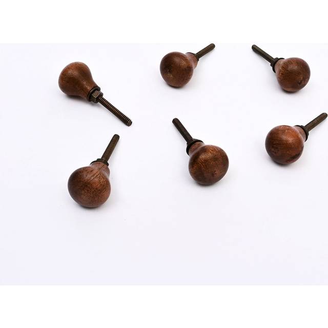Rustic Brown Wooden Knob Small – Set of 6 - Natural