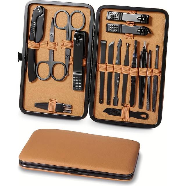 TEMU 16pcs Luxury Stainless Steel Nail And Foot Repair Kit, Professional Nail Clippers, Scissors And Beauty Tools With Portable Box, Fragrance-free, Care, A Perfect Gift For Men And Women