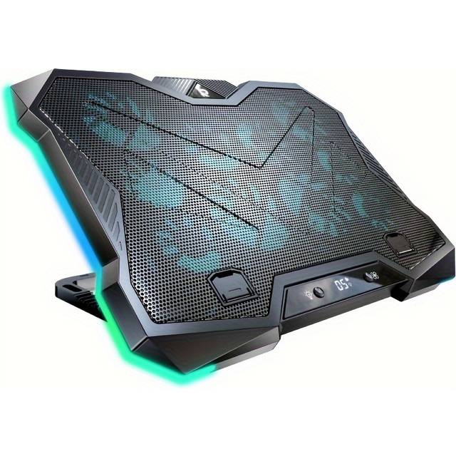TEMU Gaming Laptop Cooling Pad With 10 Cooling Fans, Laptop Cooler Stand With 8 Height Adjustments, Rgb Cooling Pad 12-18 Inch, 7 Light , Desktop Or Laptop Use