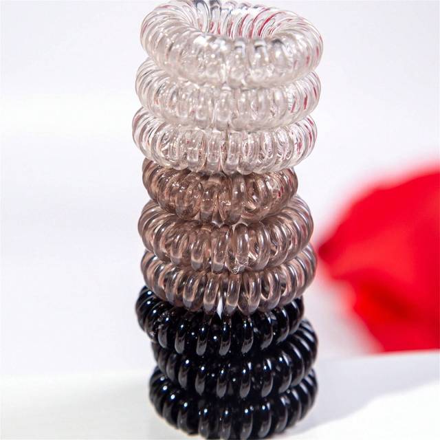 SHEIN 9pcs/Set Simple Traceless Black Spiral Hair Ties For Women&#39;s Daily Wear Casual Ponytail Holders Hair Elastics Hair Rubber Bands Scrunchies Hair Rope E