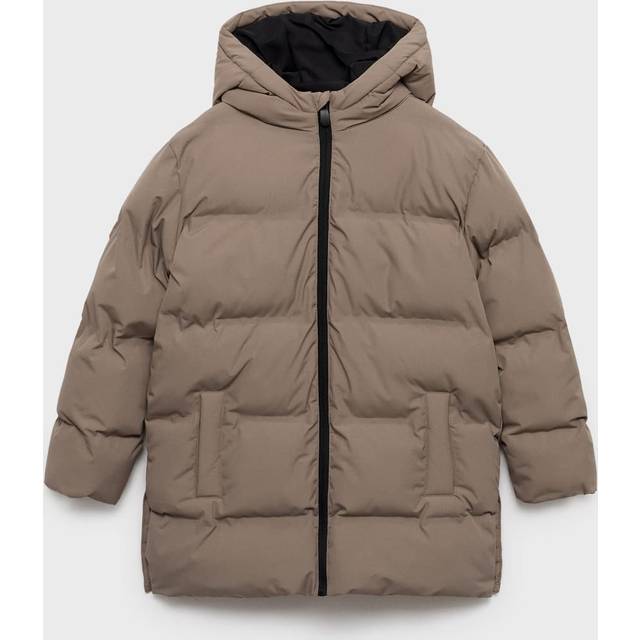 Long padded anorak with hood medium brown - Kids - 6 - MANGO KIDS - Medium Brown