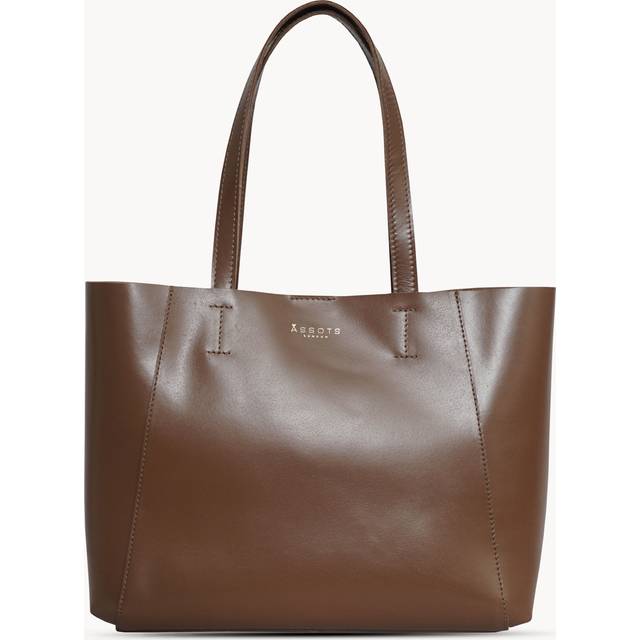 ADELA' Smooth Real Leather Unlined Designer Tote Bag - Tan - One Size