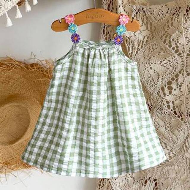 SHEIN Baby Girl Colorful Floral Ribbon Patchwork Plaid A-Line Dress, Suitable For Daily Casual And Holiday Occasions