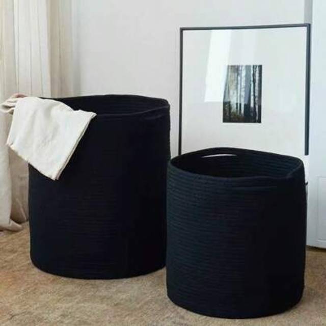 SHEIN Black Sewing Storage Bucket, Multi-Size Options, Hidden Handle Laundry Basket, Organizer Bin For Toys, Snacks, Etc.