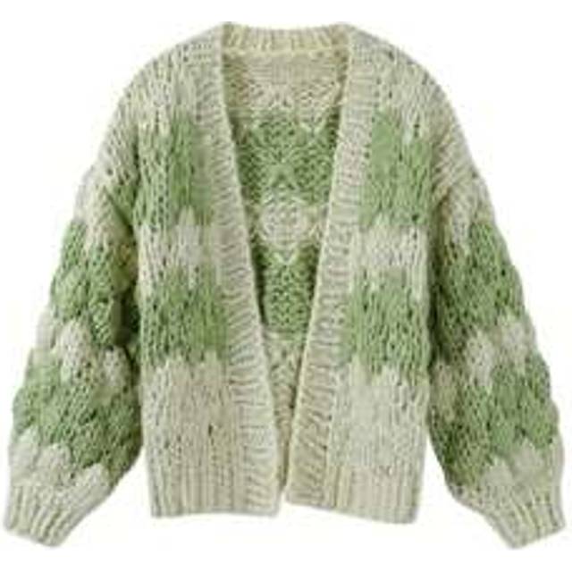 SHEIN Women Chunky Cardigan Lantern Sleeve Open Front Sweaters Loose Cable Knit Oversized Cardigans Outwear Coats