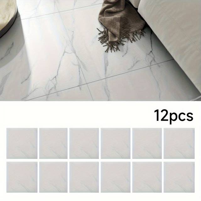 TEMU 12pcs/set Self-adhesive Wall Tiles, Waterproof Moisture-proof Pvc Wall Decor, 30x30cm Each, Thickness 1.2mm, 1.08m² Coverage, Faux Marble Ceramic Tile Stickers For Kitchen & Bathroom Renovation