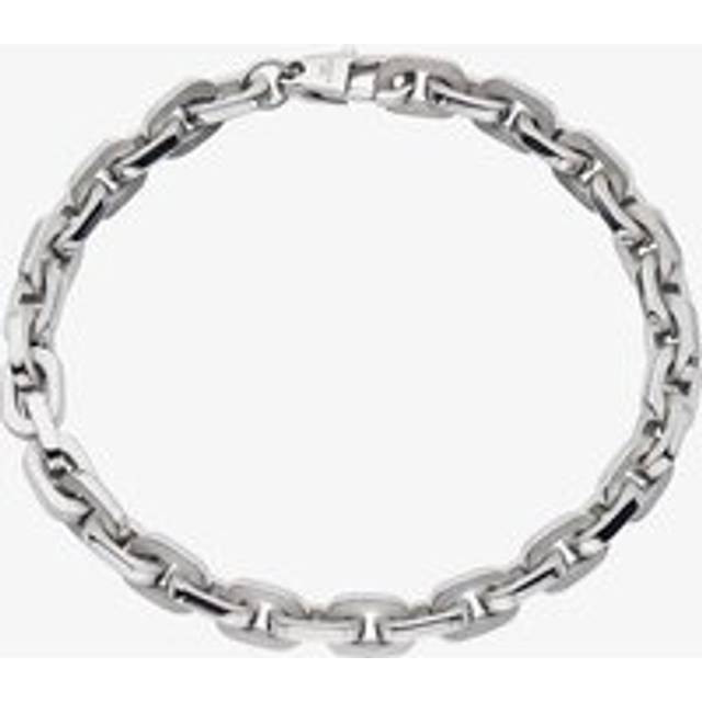 Unique Stainless Steel 21cm Square Matte Polished Belcher Chain Bracelet LAB-256/21CM - Silver