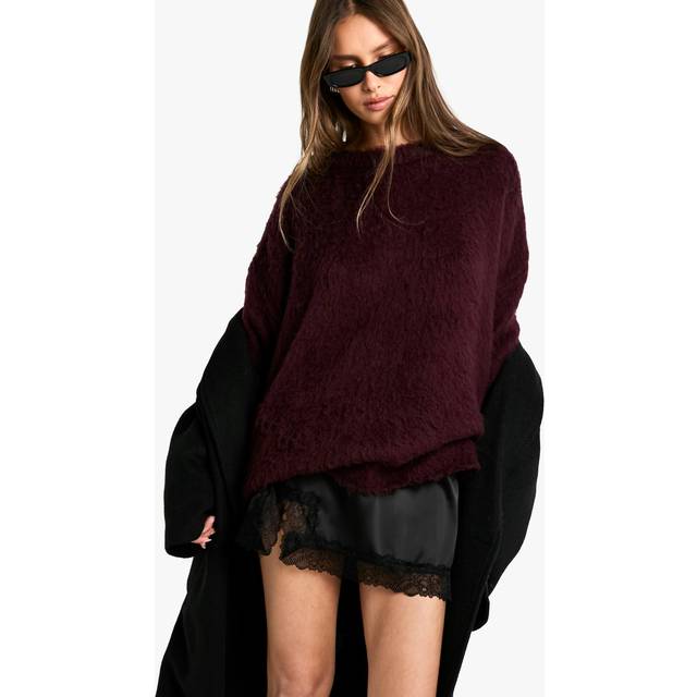 boohoo Women's Satin Lace Trim Mini Skirt in Black | Size: 16