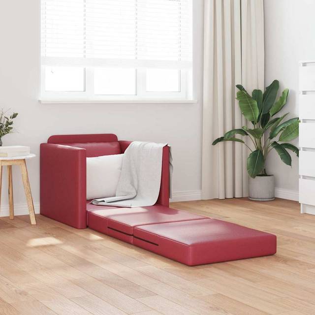 vidaXL Floor Sofa Bed Wine red 74 x 77 x 81 cm Faux leather - Burgundy
