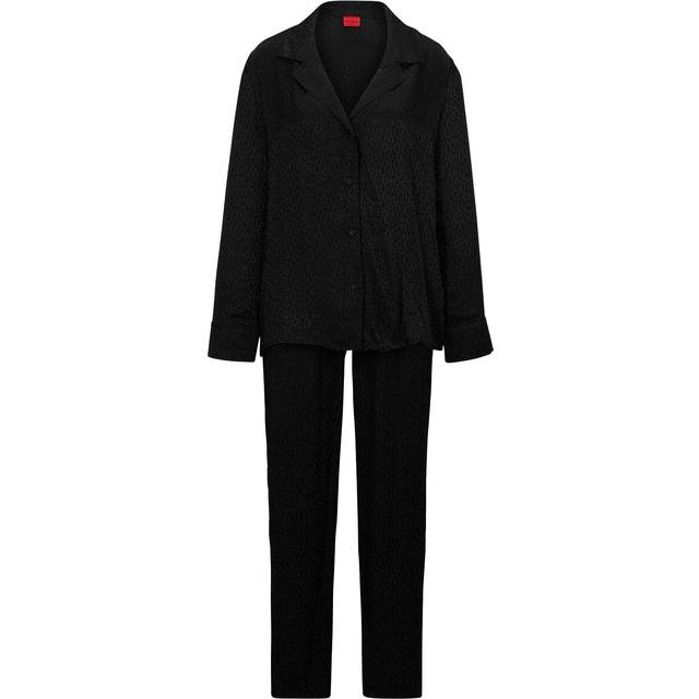 Hugo Womens/Ladies Satinoir All Over Logo Long Pyjama Set