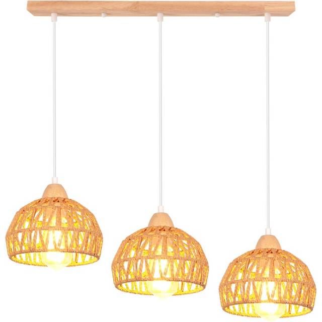 Retro Pendant Light 3 Lights Hemp Rope Braided Pendant Light Modern Indoor Ceiling Lamp For Bedroom Entrance Hallway Bar