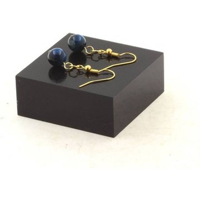 Stones And Minerals. Earrings 1 Light Blue Tiger Eye Pearl 8 Mm