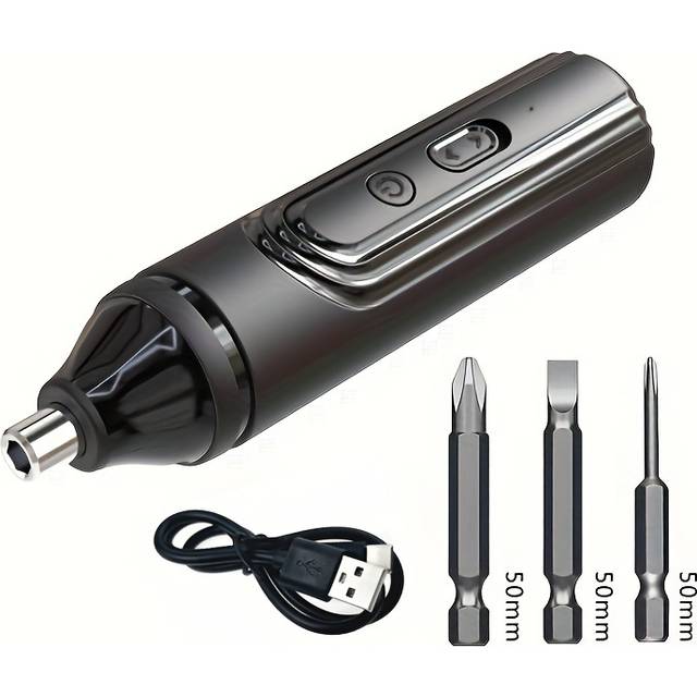 TEMU 1pc Mini Cordless Electric Screwdriver With Usb Rechargeable Lithium Battery, Includes Accessories, Compact And Portable Power Tool