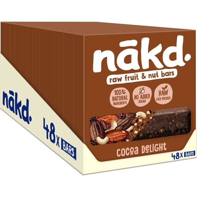Nakd Cocoa Delight Natural Fruit & Nut Bars - Vegan - Healthy Snack - Gluten Free - 35g x 48 bars