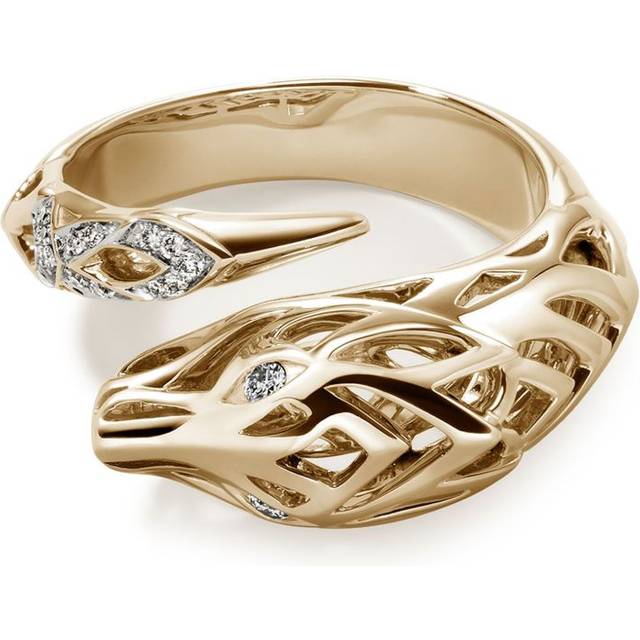 John Hardy - 14kt yellow gold Naga ring - women - 14kt Yellow Gold/White Diamond - 7