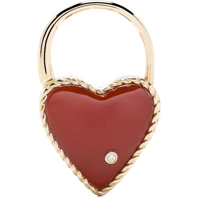 Yvonne Léon - Creole Cadenas Coeur diamond earring - men - Agate/9kt Gold/Grey Diamond - One Size