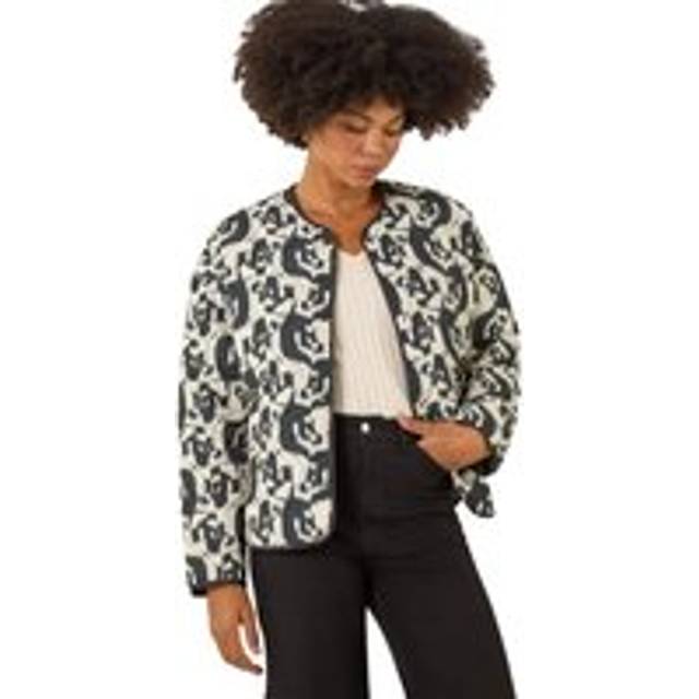Roman Soft Printed Quilted Jacket In Ivory - 16